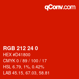 カラーコード: RGB 212 24 0 | qconv.com