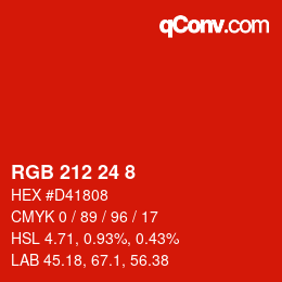 颜色代码: RGB 212 24 8 | qconv.com