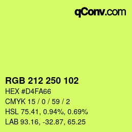 Color code: RGB 212 250 102 | qconv.com