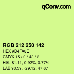Color code: RGB 212 250 142 | qconv.com
