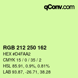 Color code: RGB 212 250 162 | qconv.com