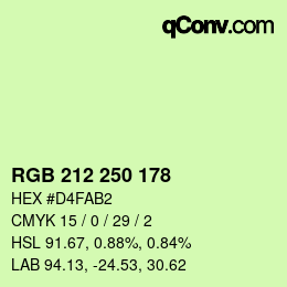 Color code: RGB 212 250 178 | qconv.com