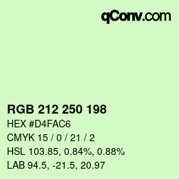 Color code: RGB 212 250 198 | qconv.com