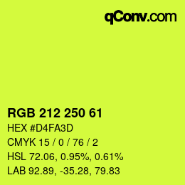 Color code: RGB 212 250 61 | qconv.com