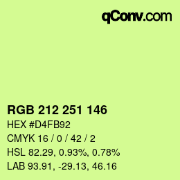 カラーコード: RGB 212 251 146 | qconv.com