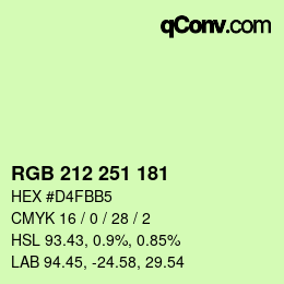 Color code: RGB 212 251 181 | qconv.com
