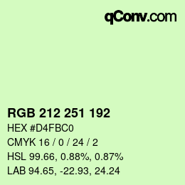 Color code: RGB 212 251 192 | qconv.com