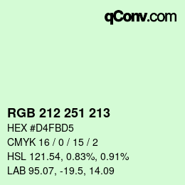 Color code: RGB 212 251 213 | qconv.com