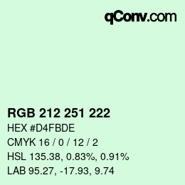 Color code: RGB 212 251 222 | qconv.com