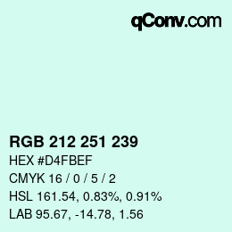 Color code: RGB 212 251 239 | qconv.com