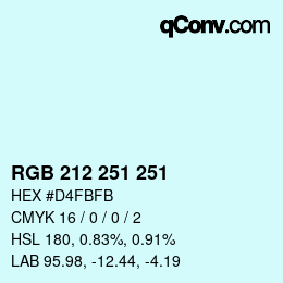 Color code: RGB 212 251 251 | qconv.com