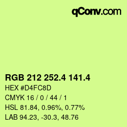 カラーコード: RGB 212 252.4 141.4 | qconv.com