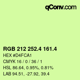 カラーコード: RGB 212 252.4 161.4 | qconv.com
