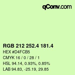 カラーコード: RGB 212 252.4 181.4 | qconv.com