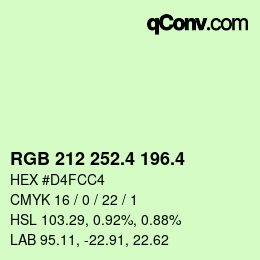 カラーコード: RGB 212 252.4 196.4 | qconv.com