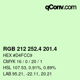カラーコード: RGB 212 252.4 201.4 | qconv.com
