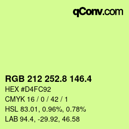 カラーコード: RGB 212 252.8 146.4 | qconv.com