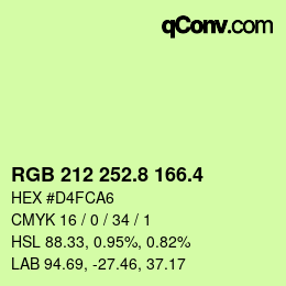 カラーコード: RGB 212 252.8 166.4 | qconv.com