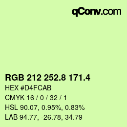 カラーコード: RGB 212 252.8 171.4 | qconv.com