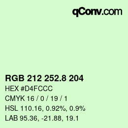 カラーコード: RGB 212 252.8 204 | qconv.com