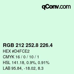カラーコード: RGB 212 252.8 226.4 | qconv.com