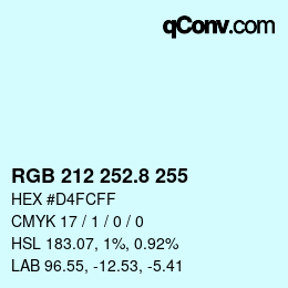 Color code: RGB 212 252.8 255 | qconv.com