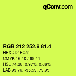 カラーコード: RGB 212 252.8 81.4 | qconv.com
