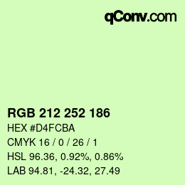 Color code: RGB 212 252 186 | qconv.com