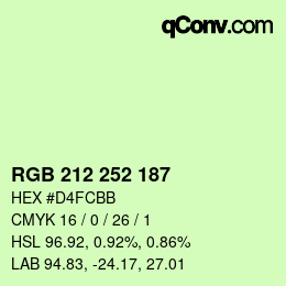 颜色代码: RGB 212 252 187 | qconv.com