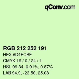颜色代码: RGB 212 252 191 | qconv.com