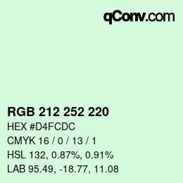 Color code: RGB 212 252 220 | qconv.com