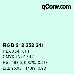 カラーコード: RGB 212 252 241 | qconv.com
