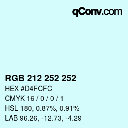 Color code: RGB 212 252 252 | qconv.com