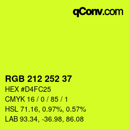 カラーコード: RGB 212 252 37 | qconv.com