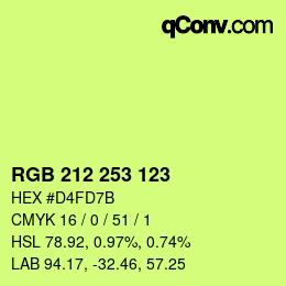 Color code: RGB 212 253 123 | qconv.com