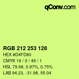 カラーコード: RGB 212 253 128 | qconv.com