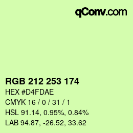 Color code: RGB 212 253 174 | qconv.com