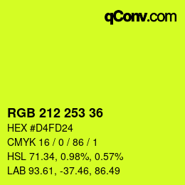 Color code: RGB 212 253 36 | qconv.com