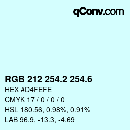カラーコード: RGB 212 254.2 254.6 | qconv.com
