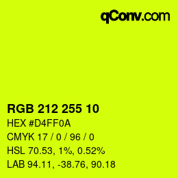 Color code: RGB 212 255 10 | qconv.com