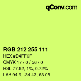 Color code: RGB 212 255 111 | qconv.com