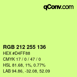 Color code: RGB 212 255 136 | qconv.com