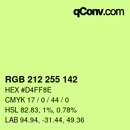 Color code: RGB 212 255 142 | qconv.com
