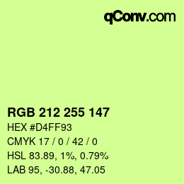 Color code: RGB 212 255 147 | qconv.com