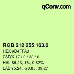 カラーコード: RGB 212 255 163.6 | qconv.com