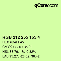 カラーコード: RGB 212 255 165.4 | qconv.com