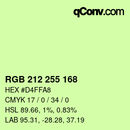 Color code: RGB 212 255 168 | qconv.com