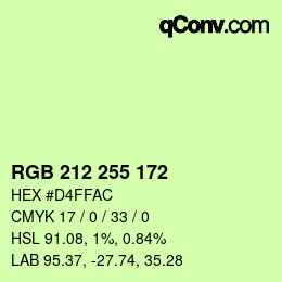 Color code: RGB 212 255 172 | qconv.com