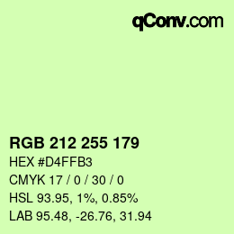 Color code: RGB 212 255 179 | qconv.com