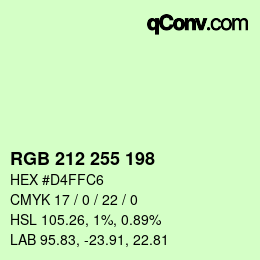 Color code: RGB 212 255 198 | qconv.com